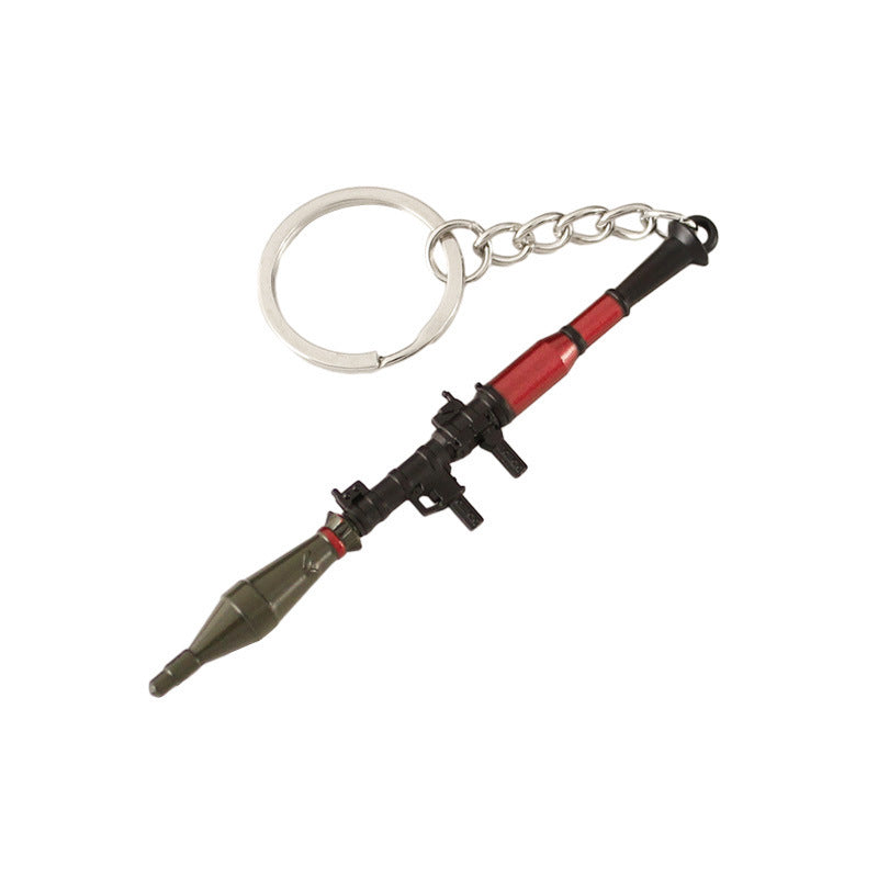 Wholesale metal chicken pendant RPG mini rocket launcher alloy keychain 9cm